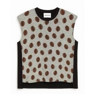 Bimba Y Lola Abstract Print Sleeveless Top Blouse White Black Size Medium